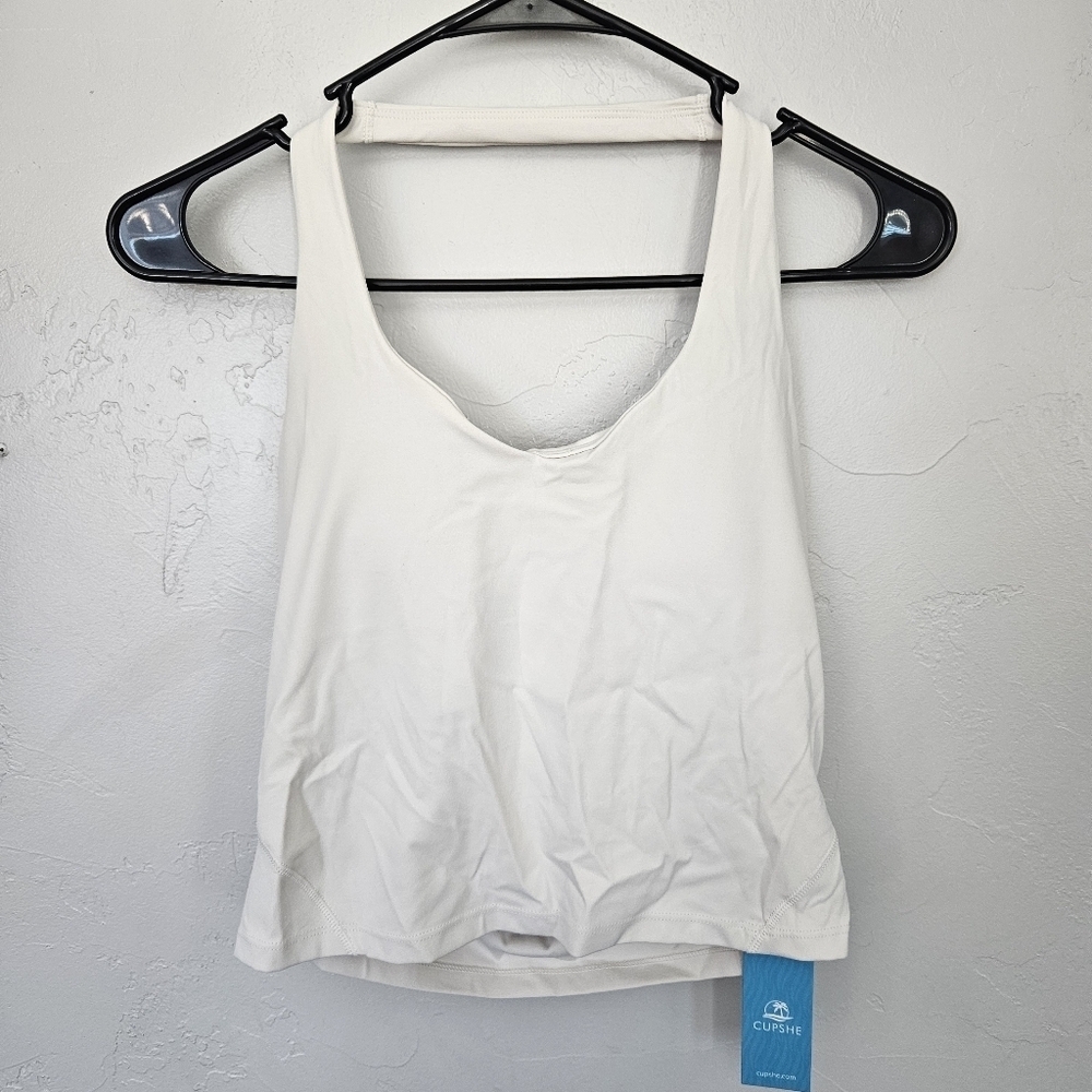 Cupshe NWT Women's Large White Women's Halter Top Swim Swimming Suit Padded